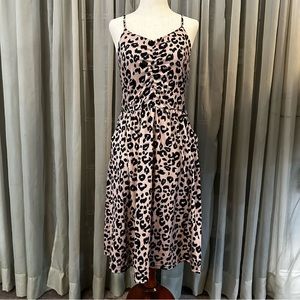 Yathon // Cheetah Print Ruched Midi Dress